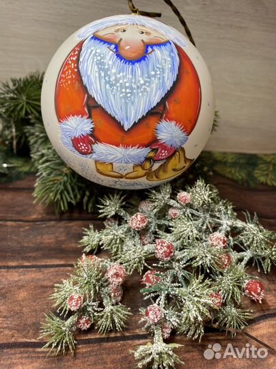 Дед мороз, Сова, Кот стеклянный шар 10см