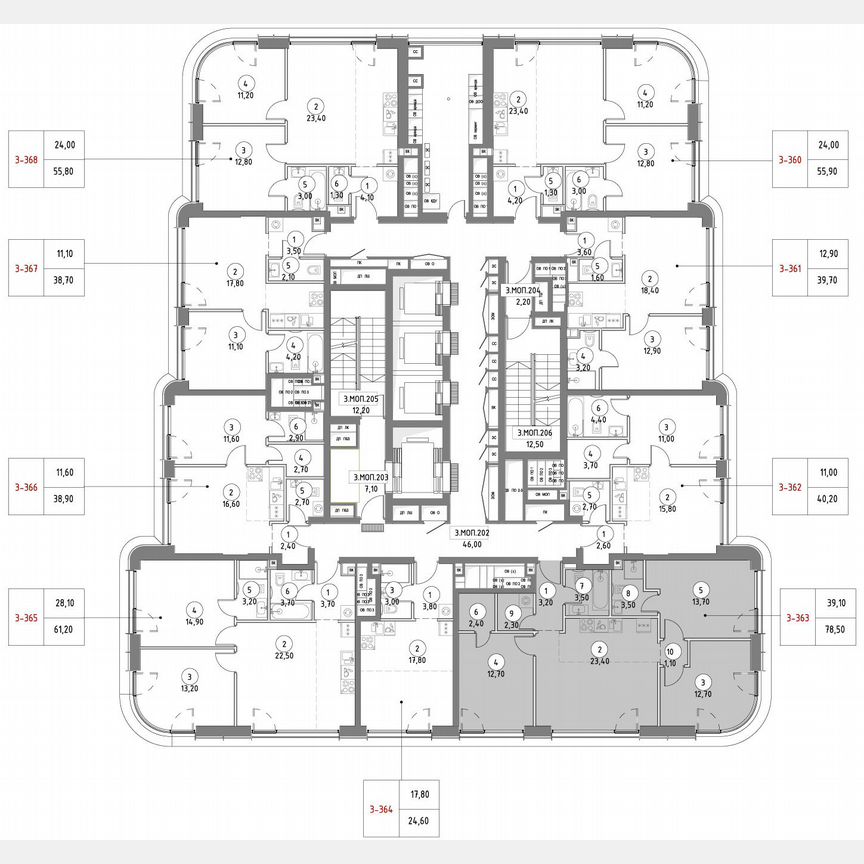 3-к. квартира, 76,9 м², 43/53 эт.
