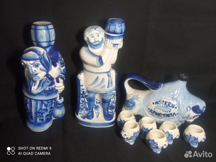 Коллекция Гжели. Штофы. Посуда