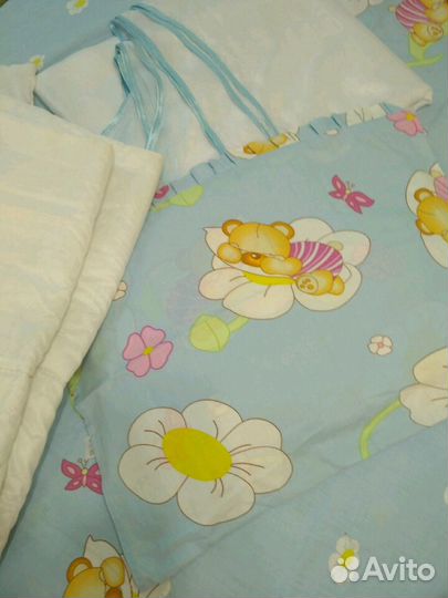 Постельное белье, бортики в кроватку, кроватка