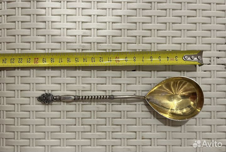 Ложка столовая серебро 875 проба эмаль СССР