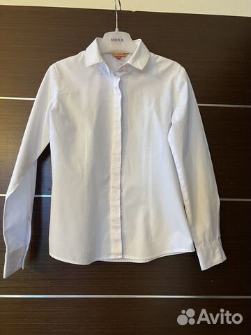 134, Рубашка, блузка, белая, хлопок, для девочки