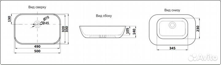 К411) Раковина для ванной Ceramalux 9447