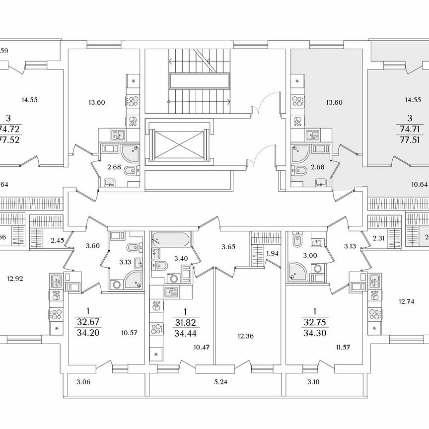 3-к. квартира, 77,3 м², 7/9 эт.