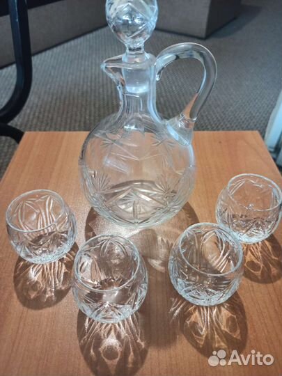 Графин со стопками, хрусталь