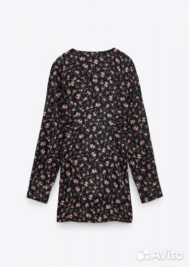 Платье zara женское черное атласное в цветочек