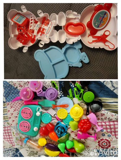 Набор доктора, фрукты, посуда