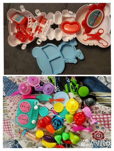 Набор доктора, фрукты, посуда