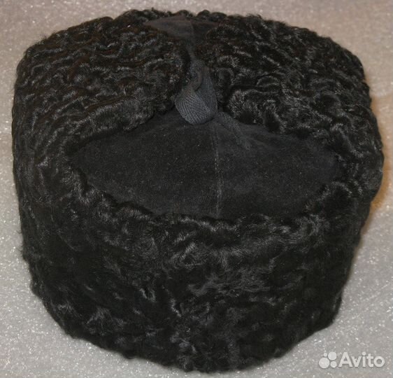 Шапка ушанка каракуль черный р55 верх замша