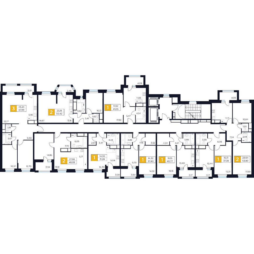 3-к. квартира, 68 м², 6/15 эт.