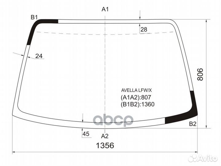 Стекло лобовое KIA avella 3/4/5D 96-00 avella L