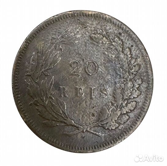 Монета 20 рейсов 1892 года, Португалия, бронза