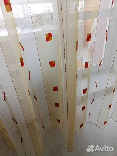 Штора тюль органза, ширина 4,70м. высота 2,47м