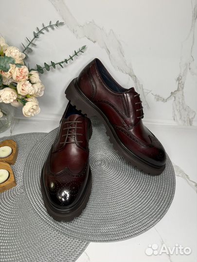 Туфли мужские кожаные Новые El Tempo бордовые