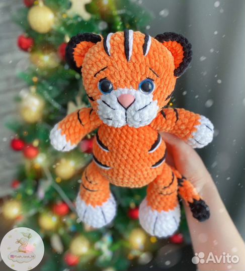 Вязаные игрушки тигр лиса кот панда мышь бык собак