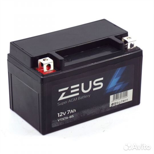 Аккумулятор zeus super AGM 7 Ач п.п. (YTX7A-BS)
