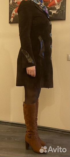 Пальто замшевое демисезонное 42-44 р