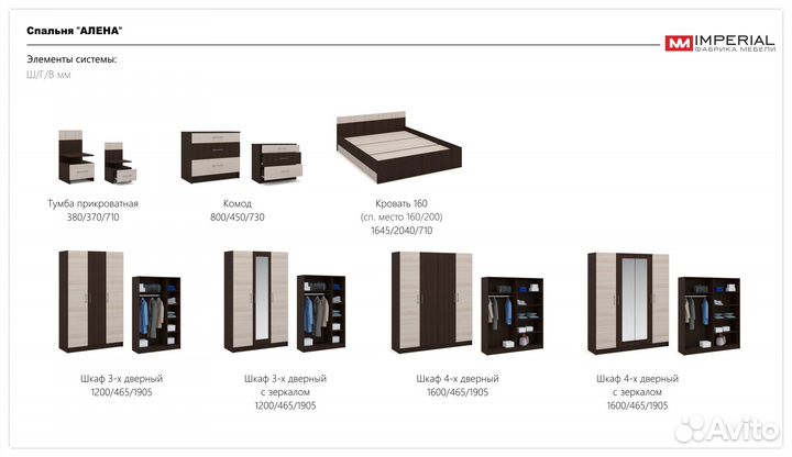 Шкаф Алёна 3-х дверный с зеркалом