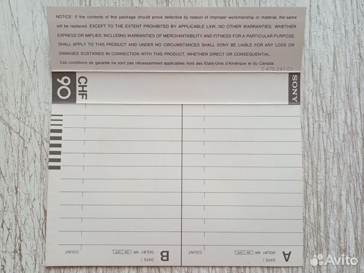 Аудиокассета sony CHF 90