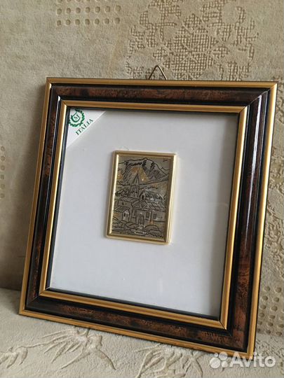 Картина из серебра Италия сусальное золото ручная