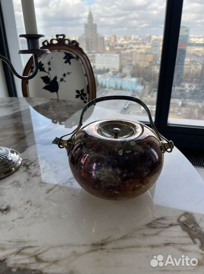 Старинный Кувшин Мельхиор Чайник Миска Приборы