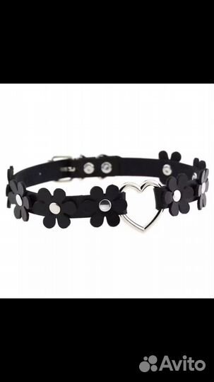 Кожаный чокер с цветами ошейник