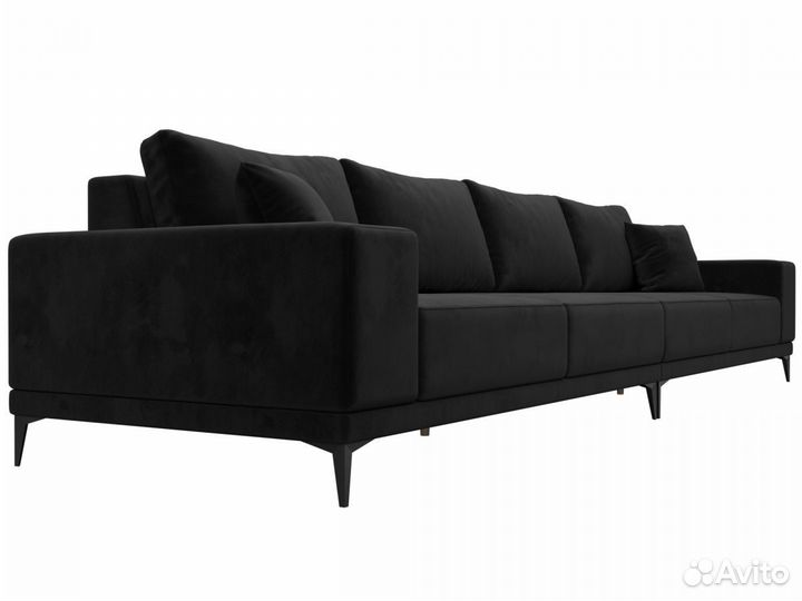 Диван прямой Льюес Лонг, велюр, черный. Москва