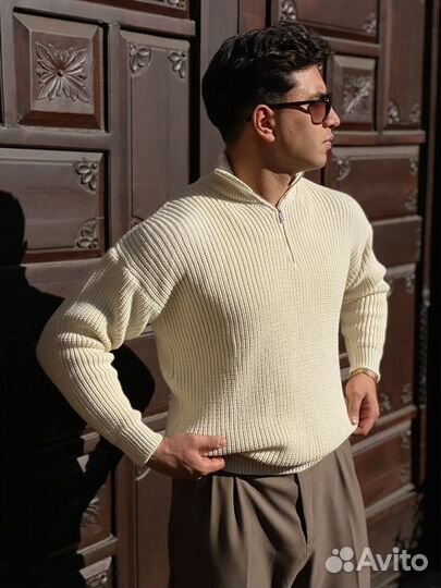 Джемпер полузамок вязаный (шерсть, old money)
