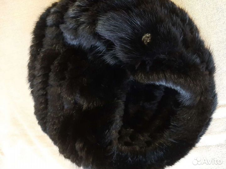 Берет меховой вязаный из натуральной норки