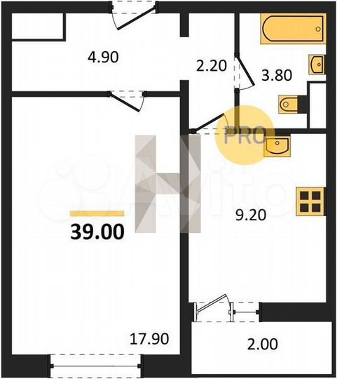 1-к. квартира, 39 м², 10/15 эт.