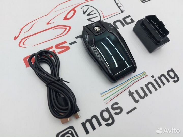 Смарт ключ Peugeot дизайн BMW черный с экраном