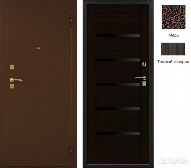Дверь тс-царга 860х2050 R медь/вена/мд/черный акри