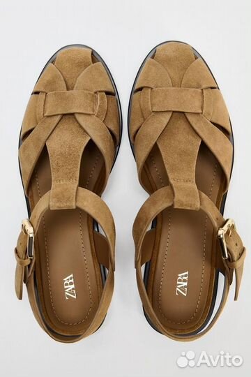 Замшевые сандалии Zara 2024