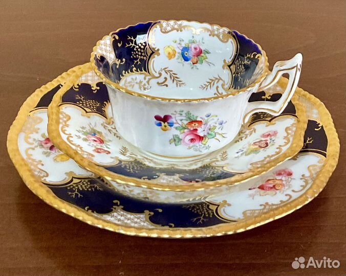 Антикварное чайное трио. Coalport, Англия