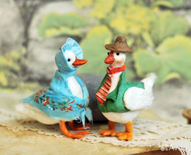 Ватные елочные игрушки Гуси