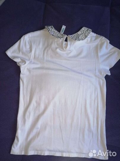 Школьная блузка на девочку 164 р, белая с чёрным