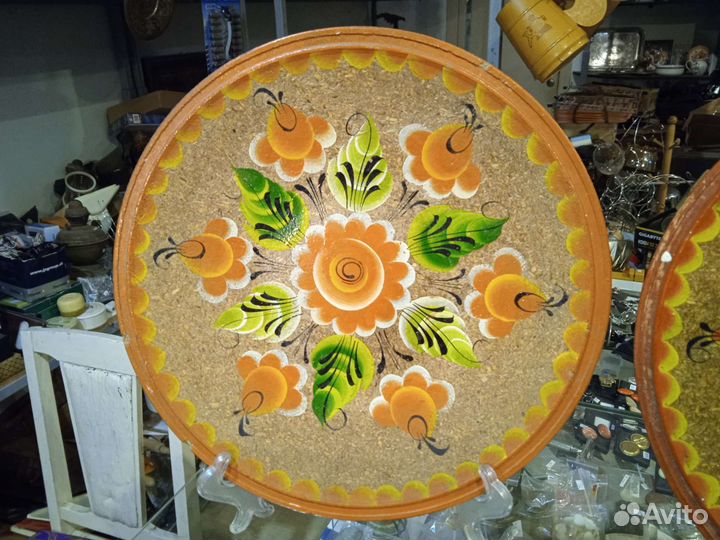 Пара настенных тарелок-панно, лотом Пресс-опил