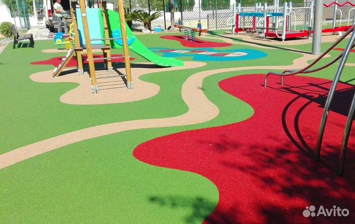 Укладка бесшовного резинового покрытия