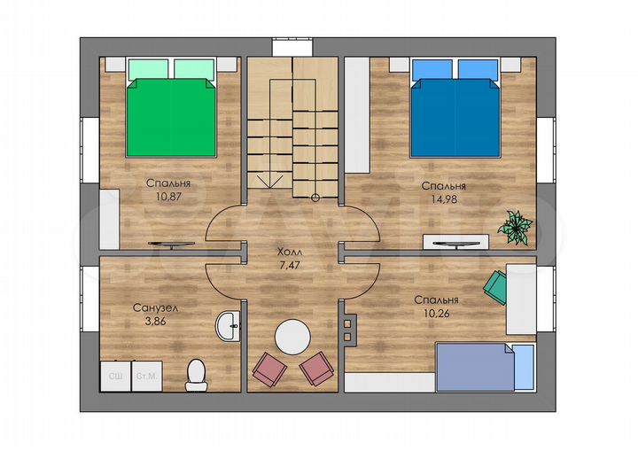 Коттедж 115 м² на участке 8 сот.