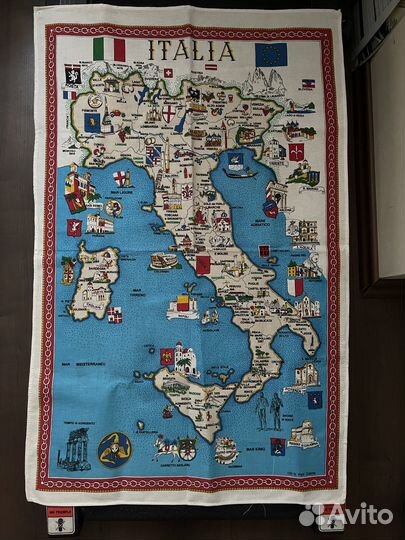 Продаю декоративную карту Италии на ткани