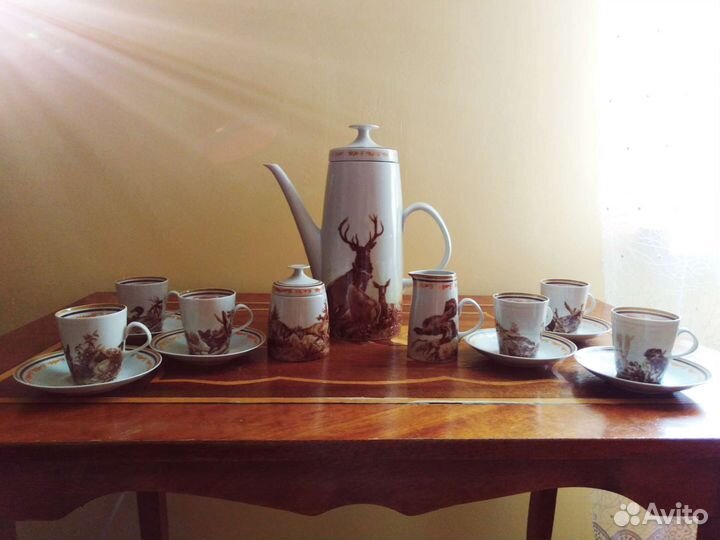 Чайный и кофейный сервиз Охота, и сервиз Афина