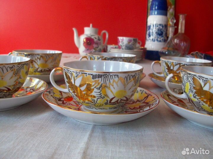 Чайные пары Лфз Золотая ромашка СССР Винтаж