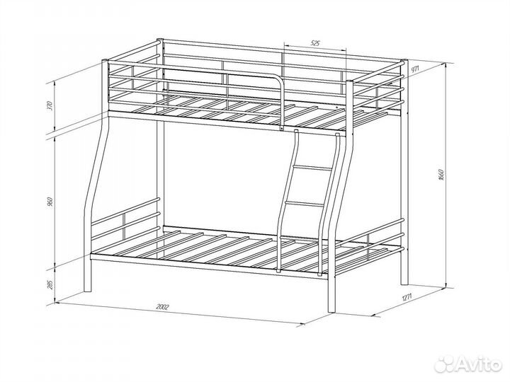Двухъярусная кровать металлическая в Калининграде