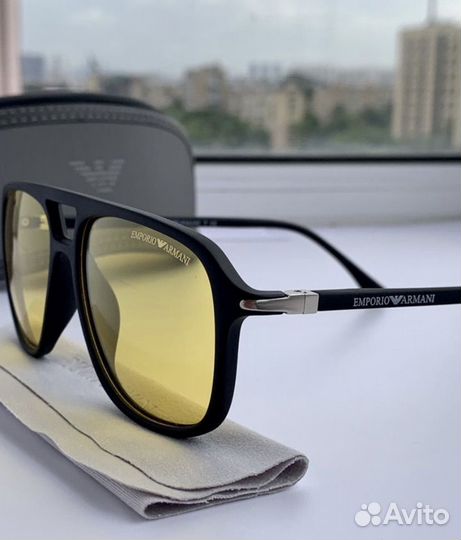 Очки emporio armani aviator желтые поляризационные