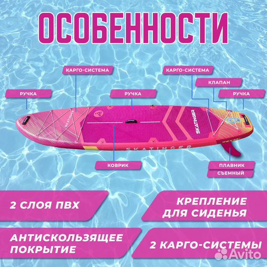 Надувная сап доска sup board skatinger prana red