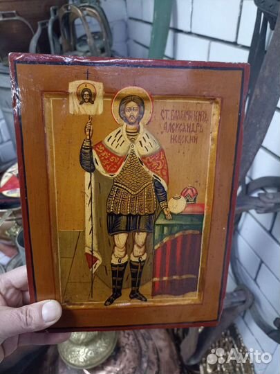 Икона старинная. Александр Невский
