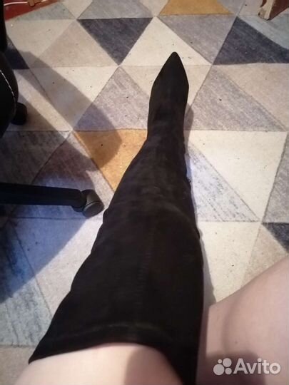 Сапоги ботфорты 39 40 размер замшевые