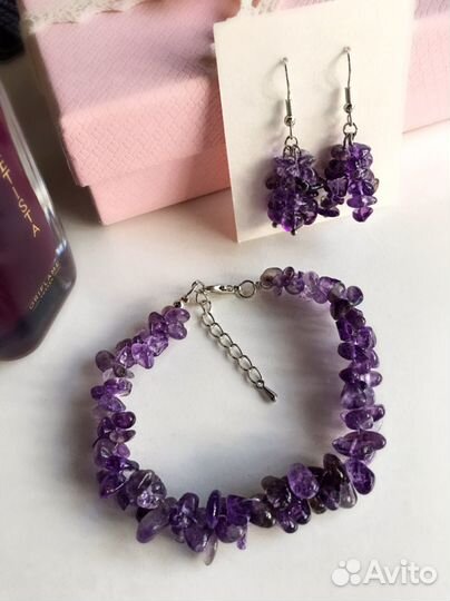 Браслет и серьги натуральные камни