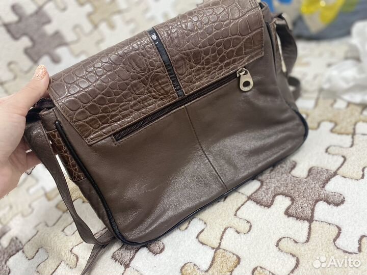 Сумка натуральная кожа коричневая Afina