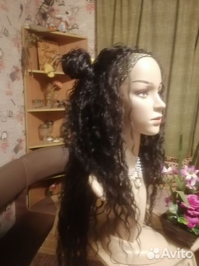 Афрокудри парик вязанный чёрный